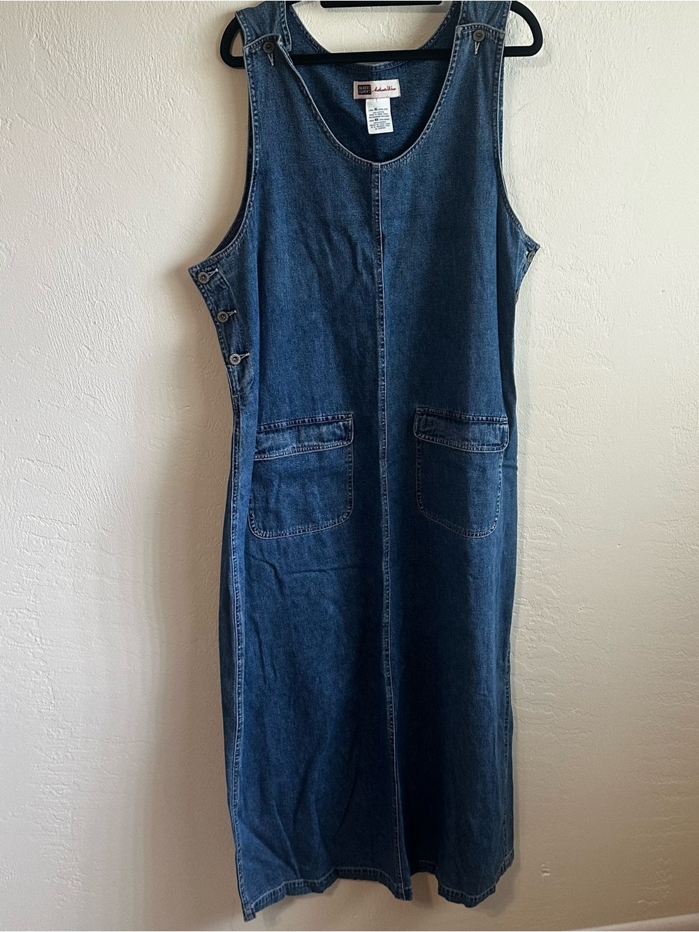 Faded Glory Dark Blue Denim Midi Jumper Dress
